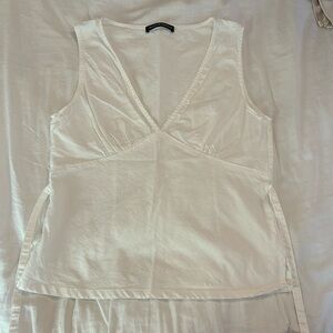 Brandy Melville white Linen tie back top